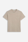 T-SHIRT GIROCOLLO CON TRAMA IN RILIEVO E TASCHINO BEIGE