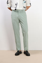 PANTALONE DA ABITO SENZA RISVOLTO SALVIA
