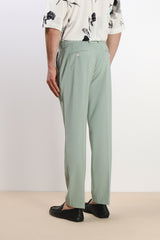PANTALONE DA ABITO SENZA RISVOLTO SALVIA