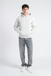 FELPA CON LOGO CAPPUCCIO E MARSUPIO GRIGIO GHIACCIO