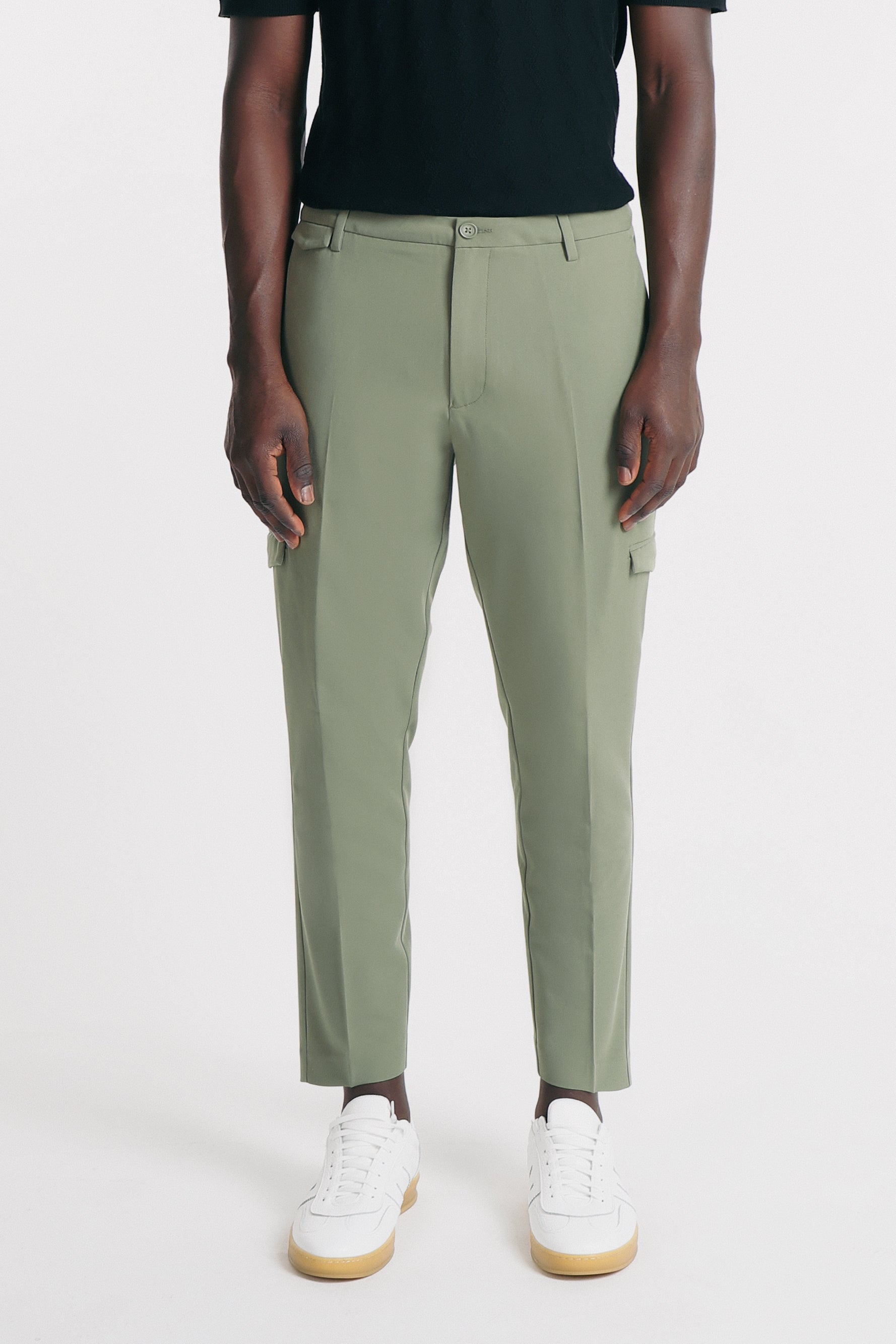 PANTALONI STRETCH CON TASCONE VERDE MILITARE - Sonnybono