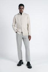 CARDIGAN CON COLLO ALTO BEIGE CHIARO