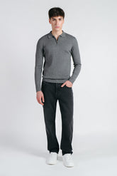 MAGLIA POLO MEZZA ZIP IN COSTINA GRIGIO MEDIO