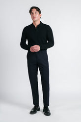 MAGLIA POLO MEZZA ZIP IN COSTINA NERO