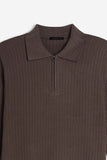 MAGLIA A COSTINA COLLO POLO MEZZA ZIP M TORTORA