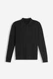 MAGLIA A COSTINA COLLO POLO MEZZA ZIP NERO