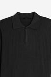 MAGLIA A COSTINA COLLO POLO MEZZA ZIP NERO