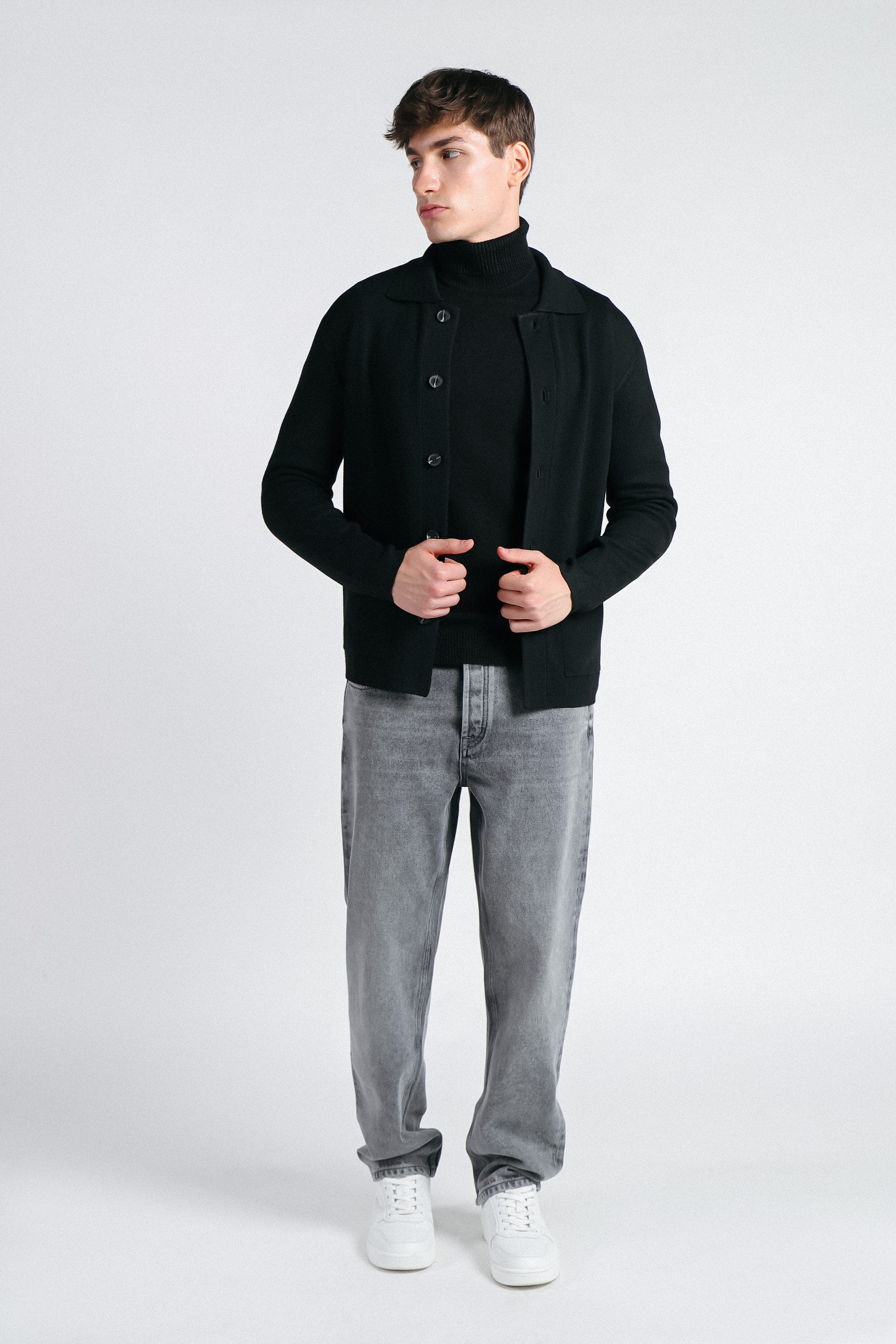 MAGLIA OVERSHIRT IN PUNTO MILANO NERO - Sonnybono