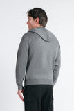 MAGLIA CON ZIP E CAPPUCCIO IN PUNTO MILANO GRIGIO MEDIO - Sonnybono