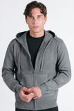 MAGLIA CON ZIP E CAPPUCCIO IN PUNTO MILANO GRIGIO MEDIO - Sonnybono