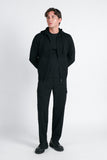 MAGLIA CON ZIP E CAPPUCCIO IN PUNTO MILANO NERO - Sonnybono