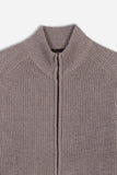 MAGLIA FULL ZIP COLLO IN PIEDI IN COSTINA SABBIA - Sonnybono
