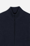 MAGLIA FULL ZIP COLLO IN PIEDI IN COSTINA BLEU - Sonnybono