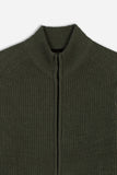 MAGLIA FULL ZIP COLLO IN PIEDI IN COSTINA VERDE MILITARE - Sonnybono