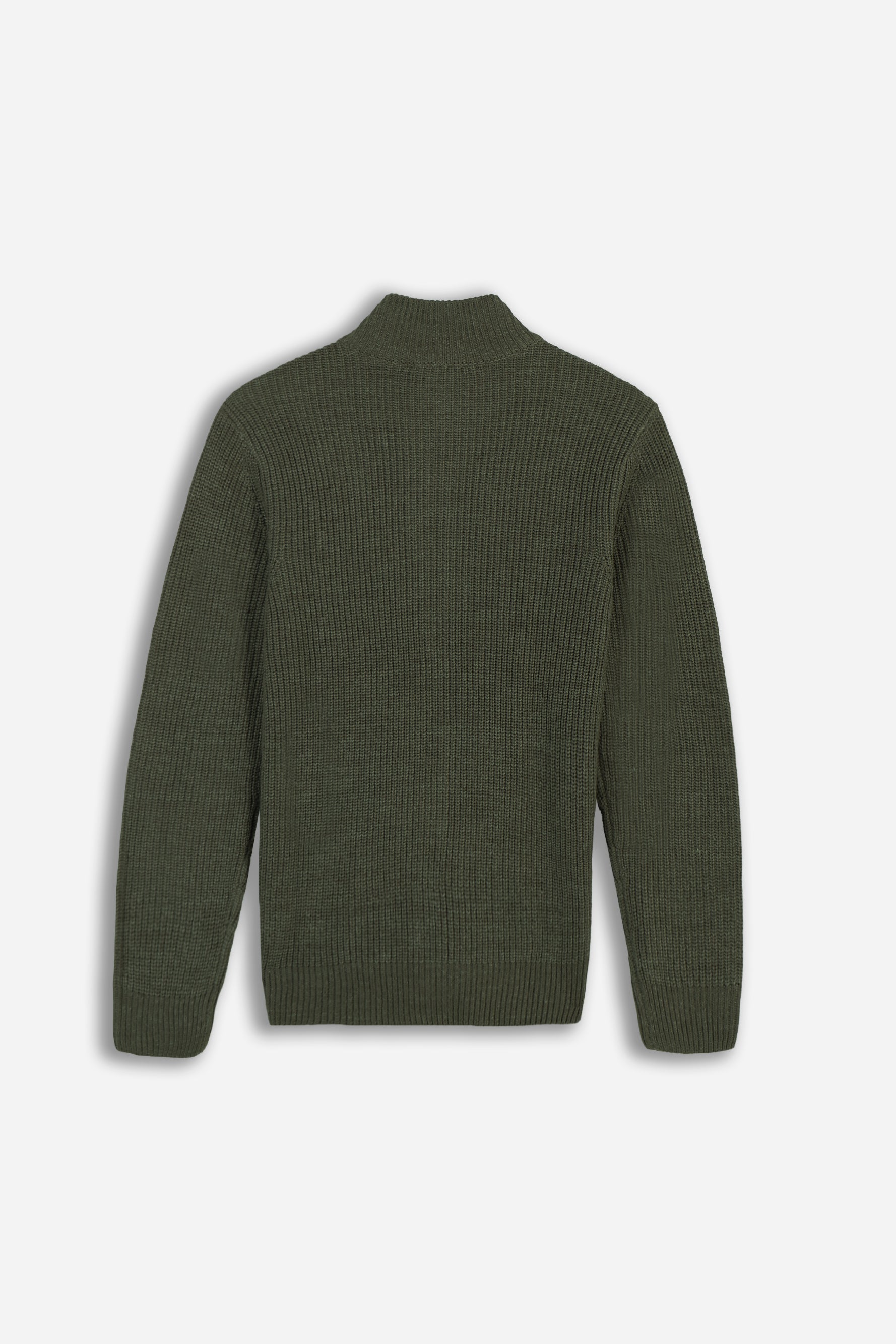MAGLIA FULL ZIP COLLO IN PIEDI IN COSTINA VERDE MILITARE - Sonnybono