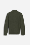 MAGLIA FULL ZIP COLLO IN PIEDI IN COSTINA VERDE MILITARE - Sonnybono