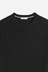 T-SHIRT GIRCOLLO IN MAGLINA NERO