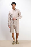 OVERSHIRT IN MISTO LINO SABBIA
