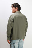 OVERSHIRT IN COTONE DOPPIA TASCA FRONTALE VERDE MILITARE
