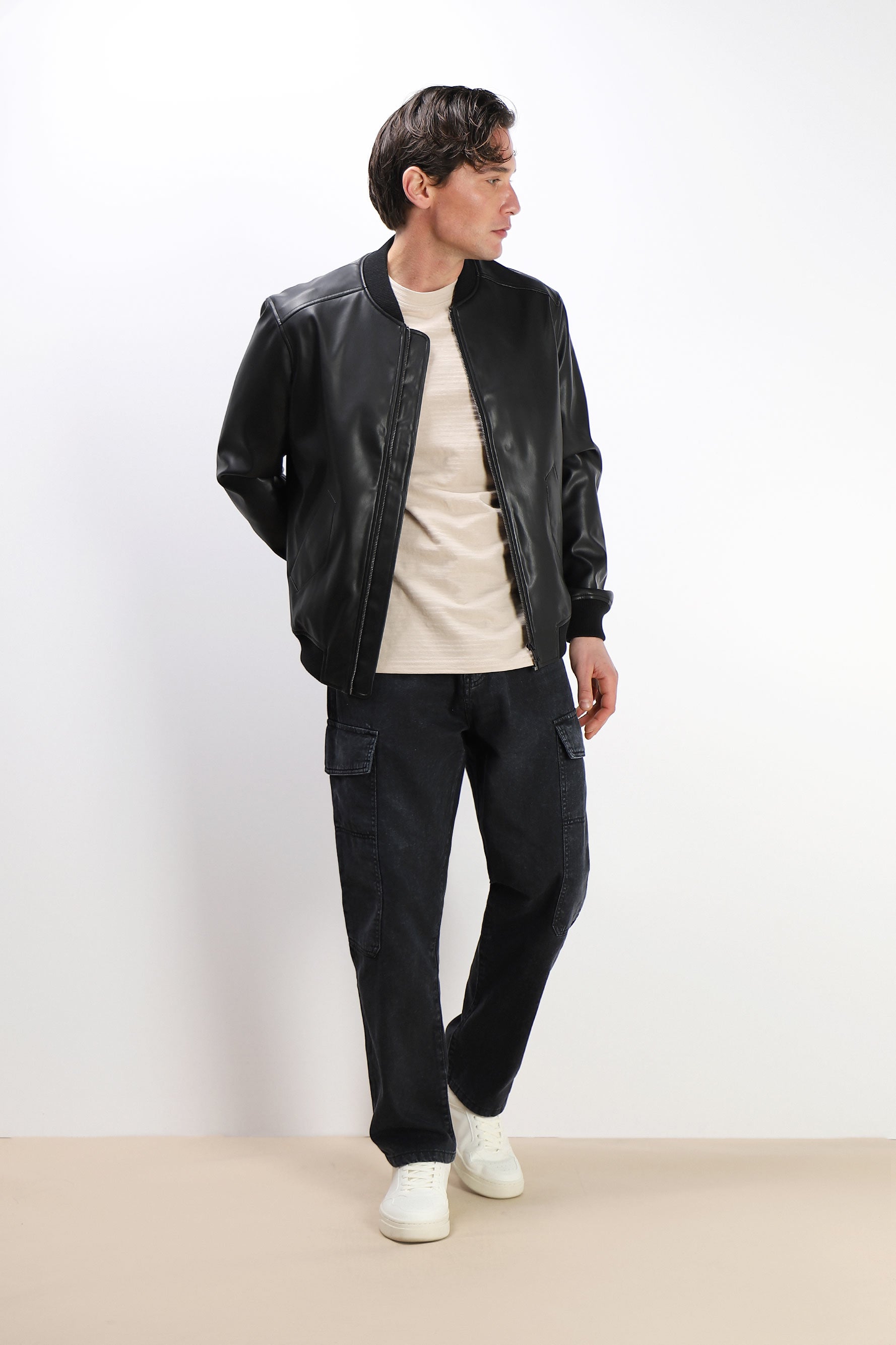 DENIM CARGO BAGGY NERO