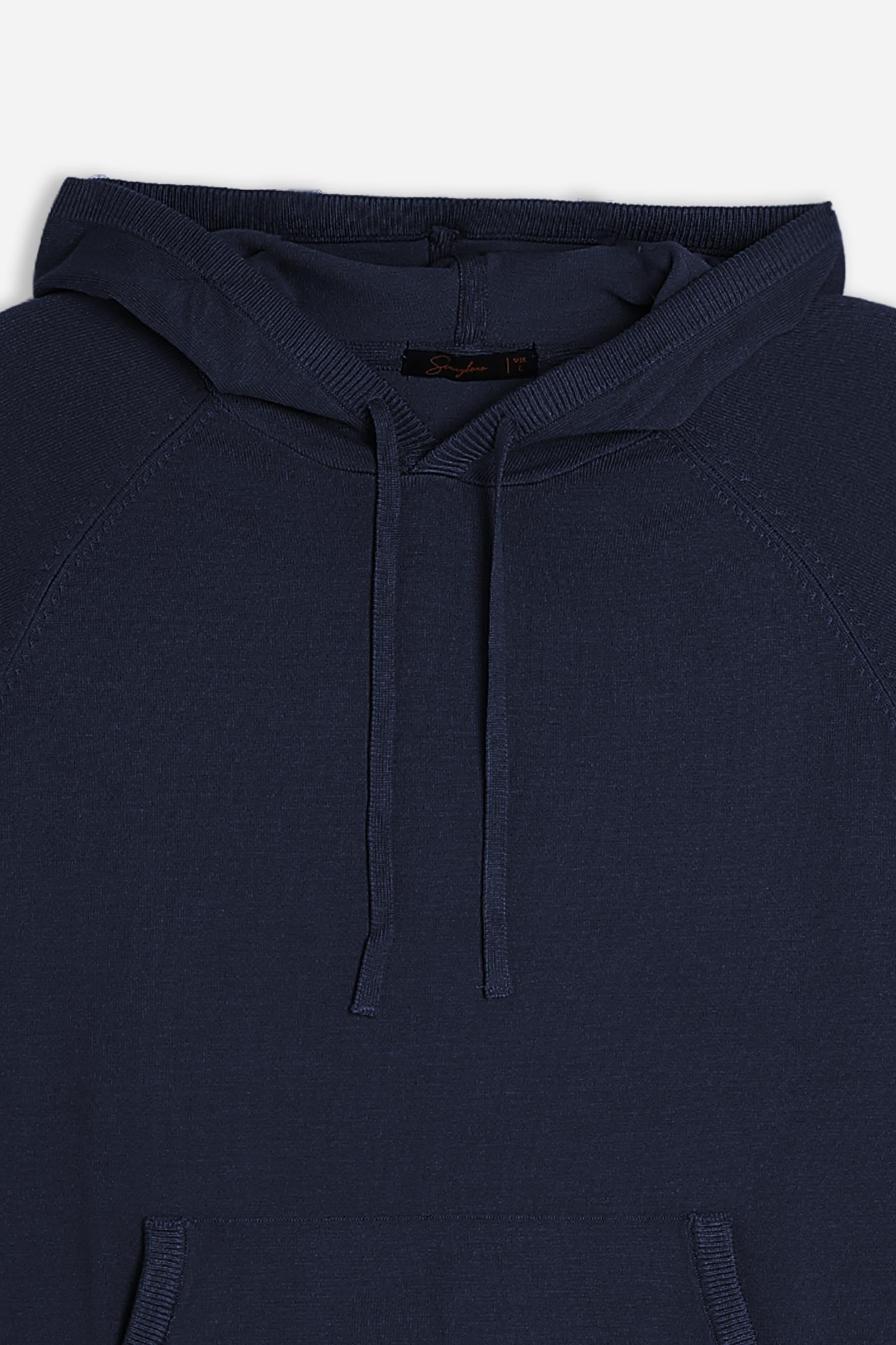 MAGLIA MODELLO FELPA CON CAPPUCCIO E MARSUPIO DENIM
