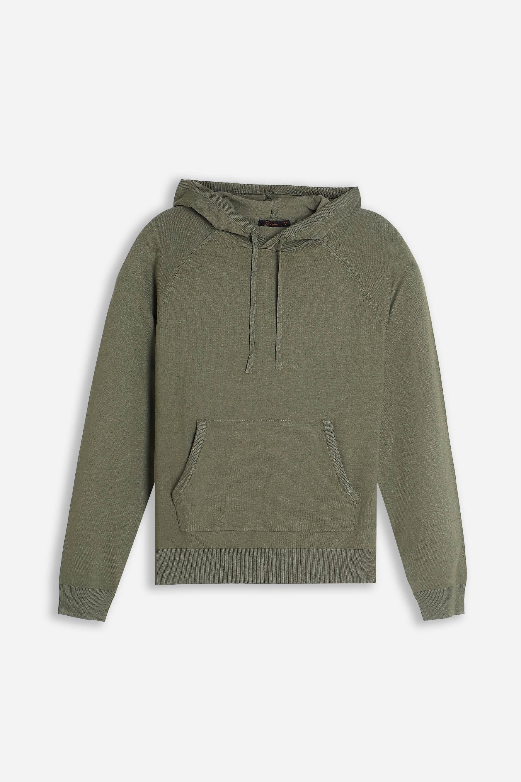 MAGLIA MODELLO FELPA CON CAPPUCCIO E MARSUPIO SALVIA
