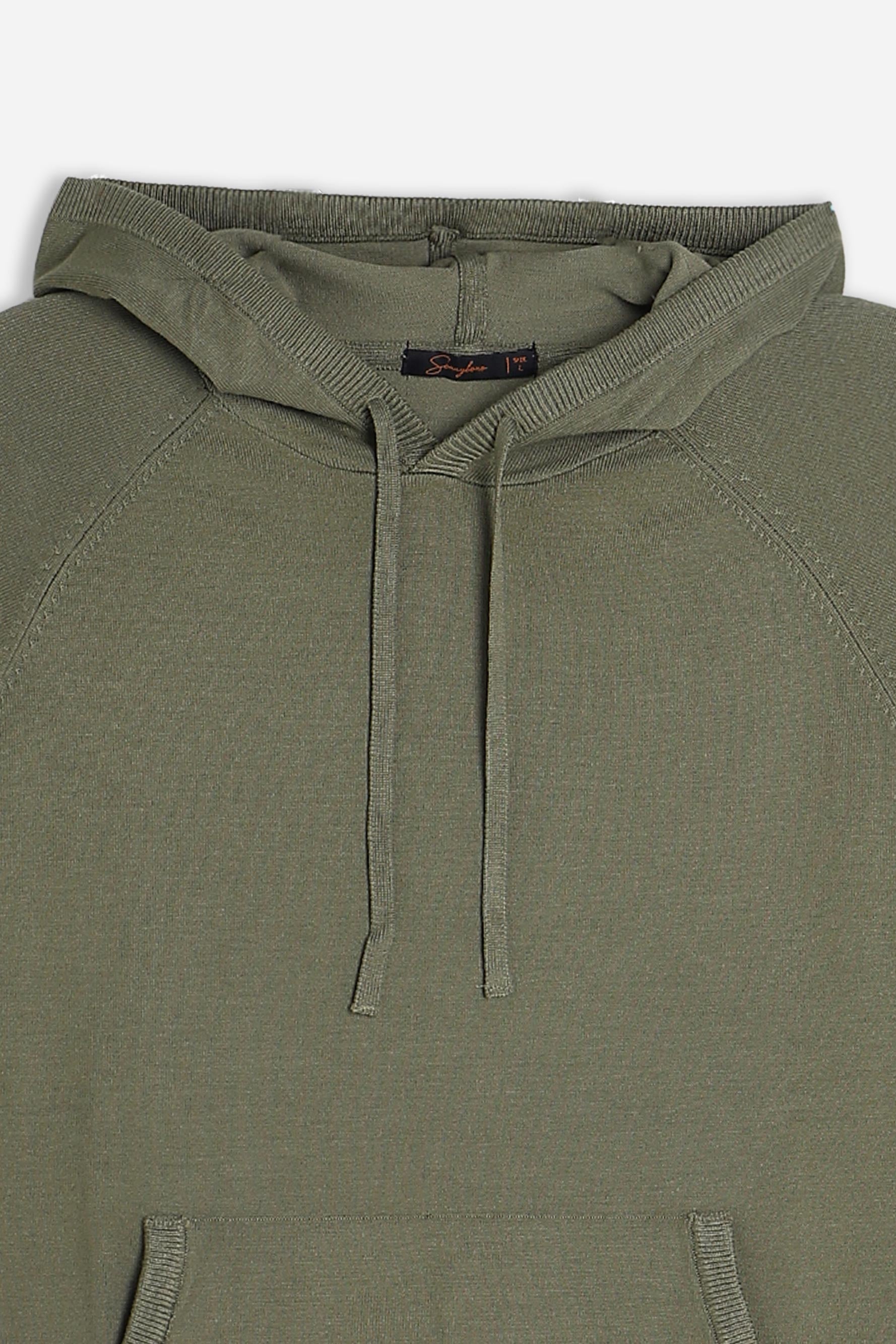 MAGLIA MODELLO FELPA CON CAPPUCCIO E MARSUPIO SALVIA