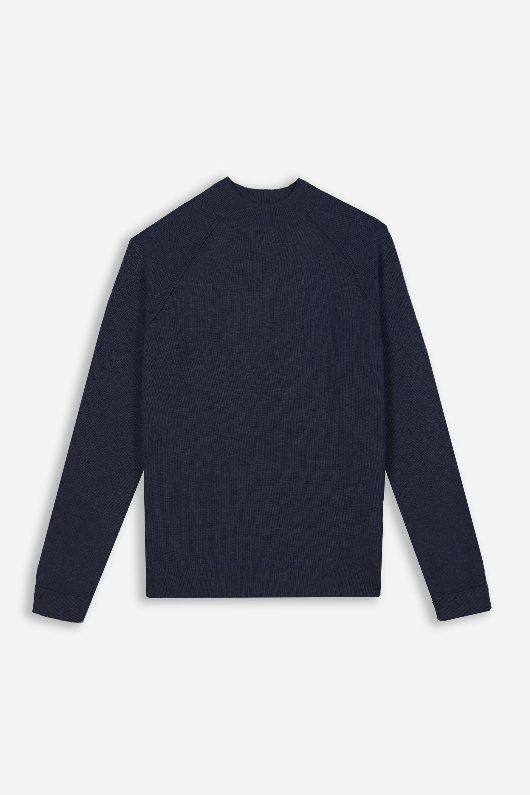 MAGLIA MEZZO COLLO A COSTINE BLEU