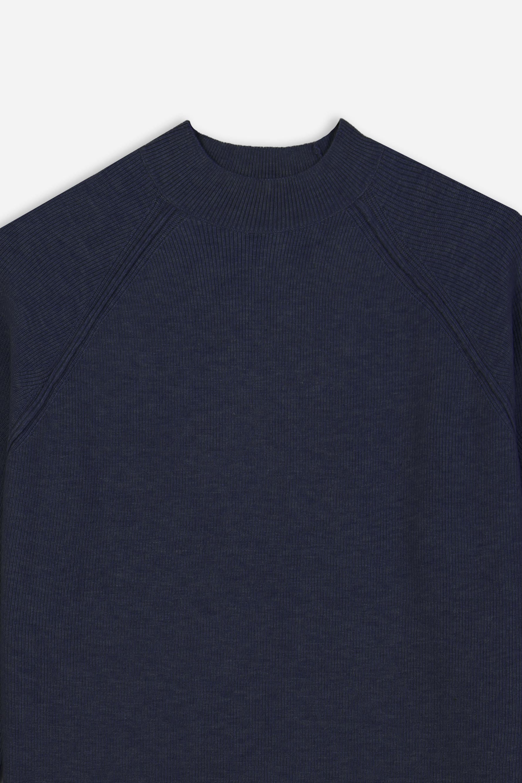 MAGLIA MEZZO COLLO A COSTINE BLEU