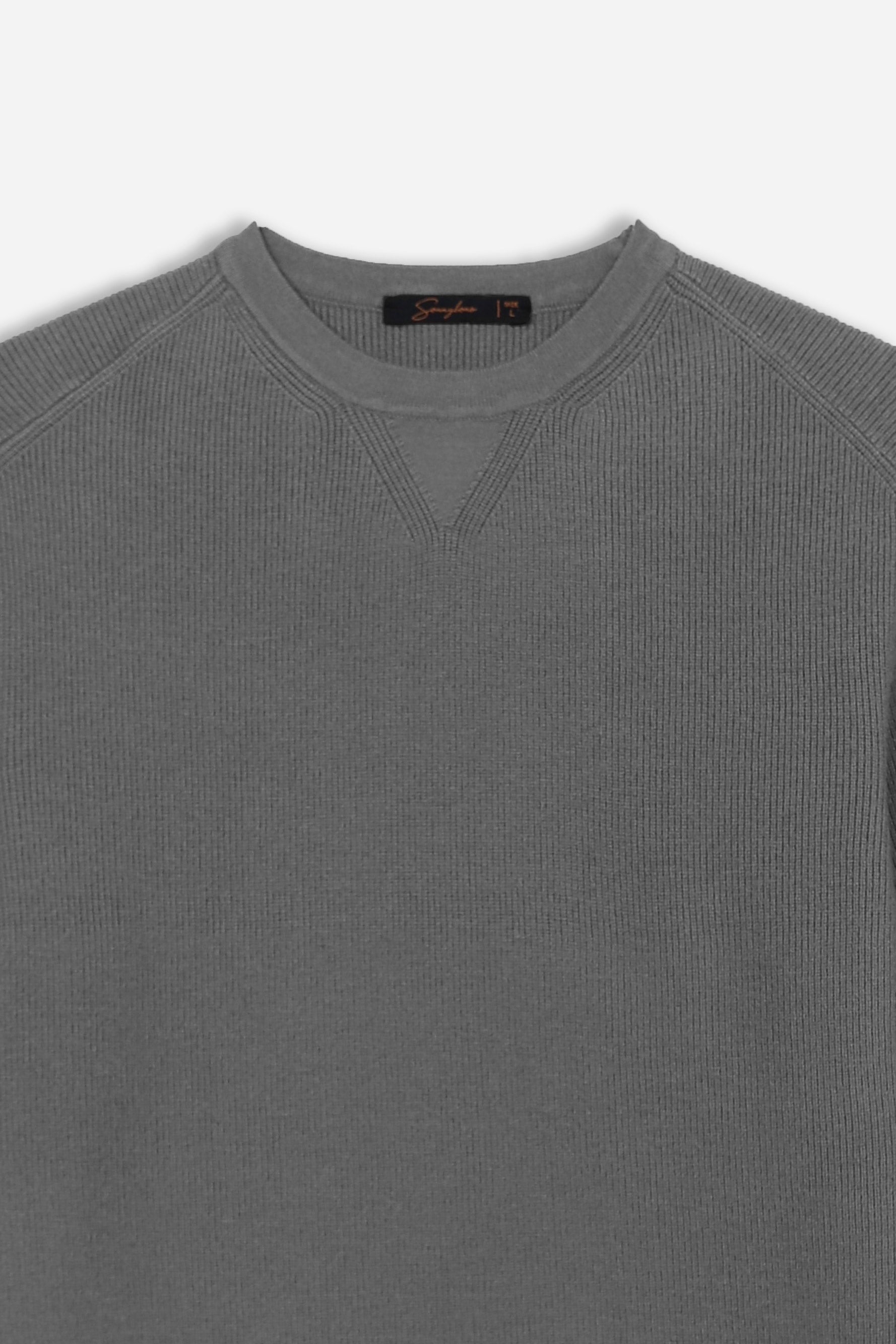 MAGLIA GIROCOLLO A COSTINE GRIGIO SCURO