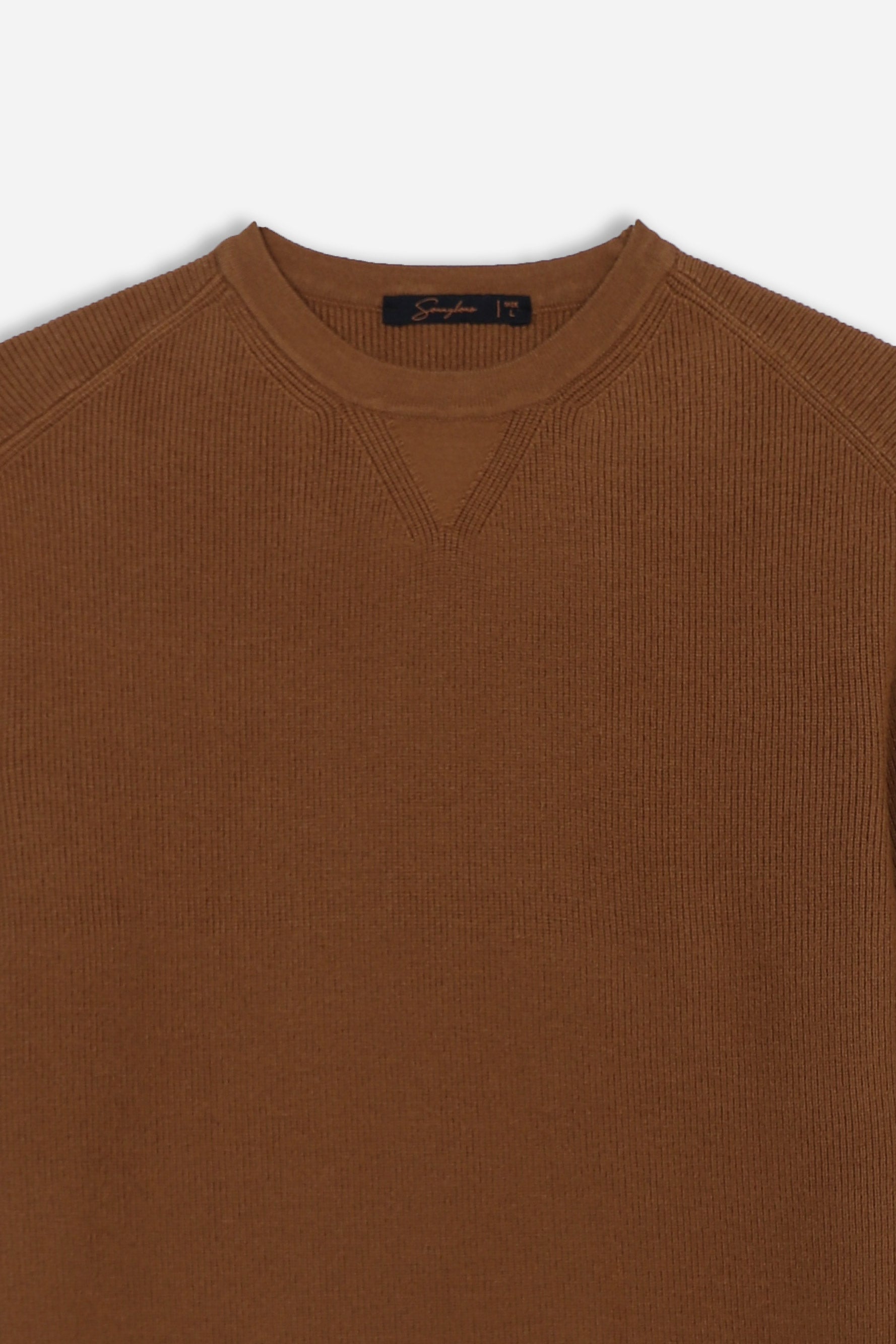 MAGLIA GIROCOLLO A COSTINE CAMMELLO