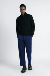 MAGLIA LUPETTO CON MEZZA ZIP NERO