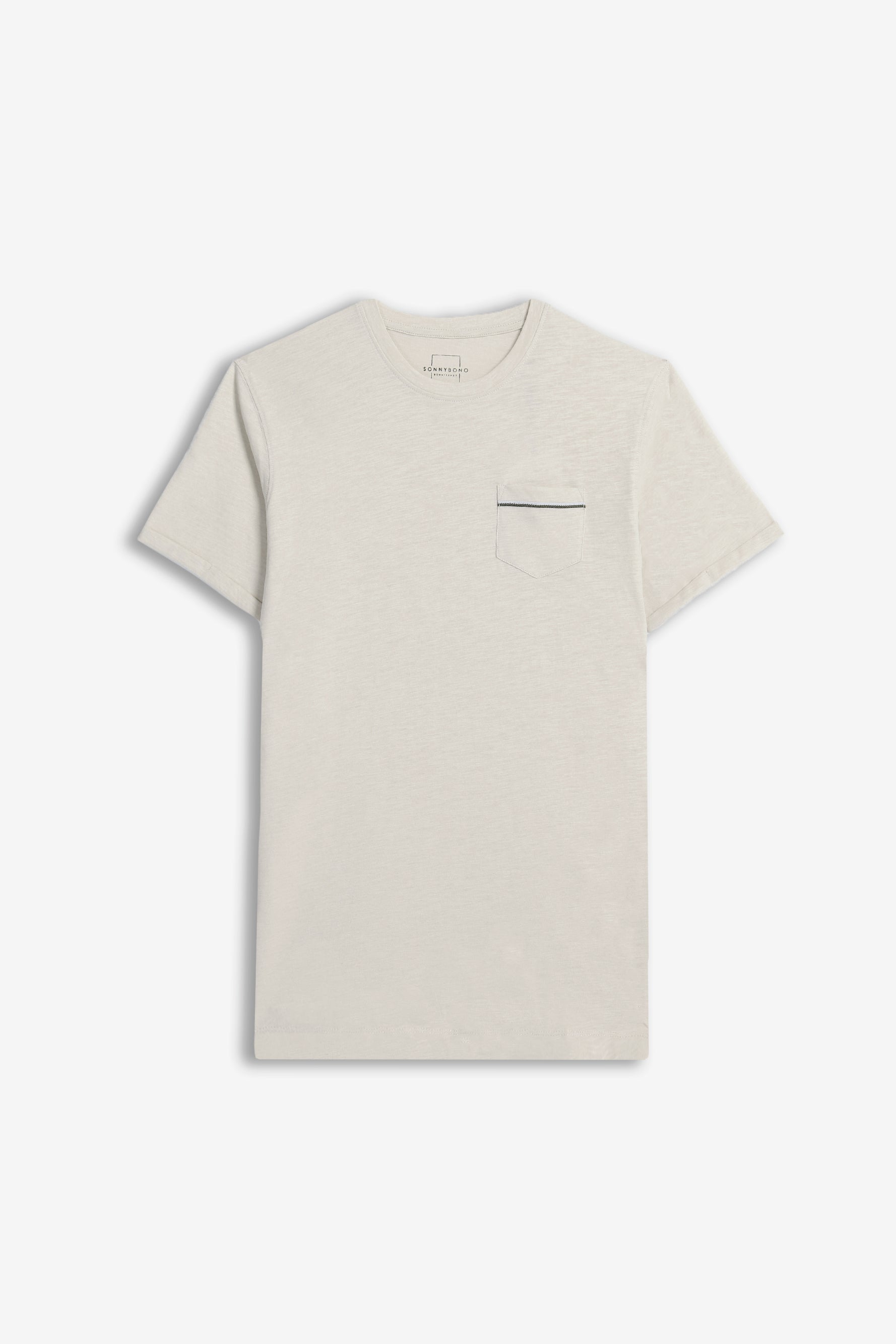 T-SHIRT SLUB CON TASCHINO BEIGE CHIARO - Sonnybono