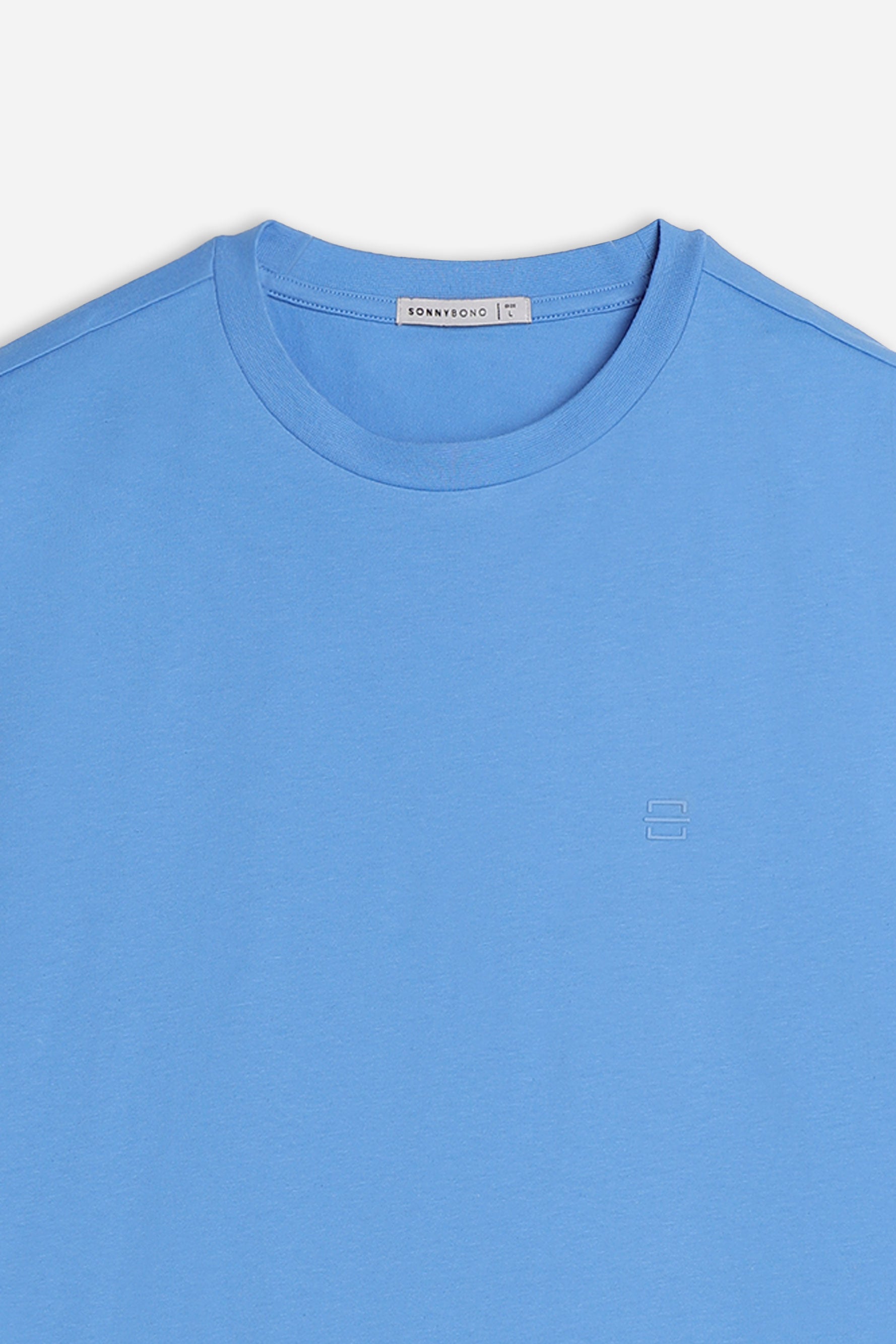 T-SHIRT GIROCOLLO BASIC CON DETTAGLIO AZZURRO