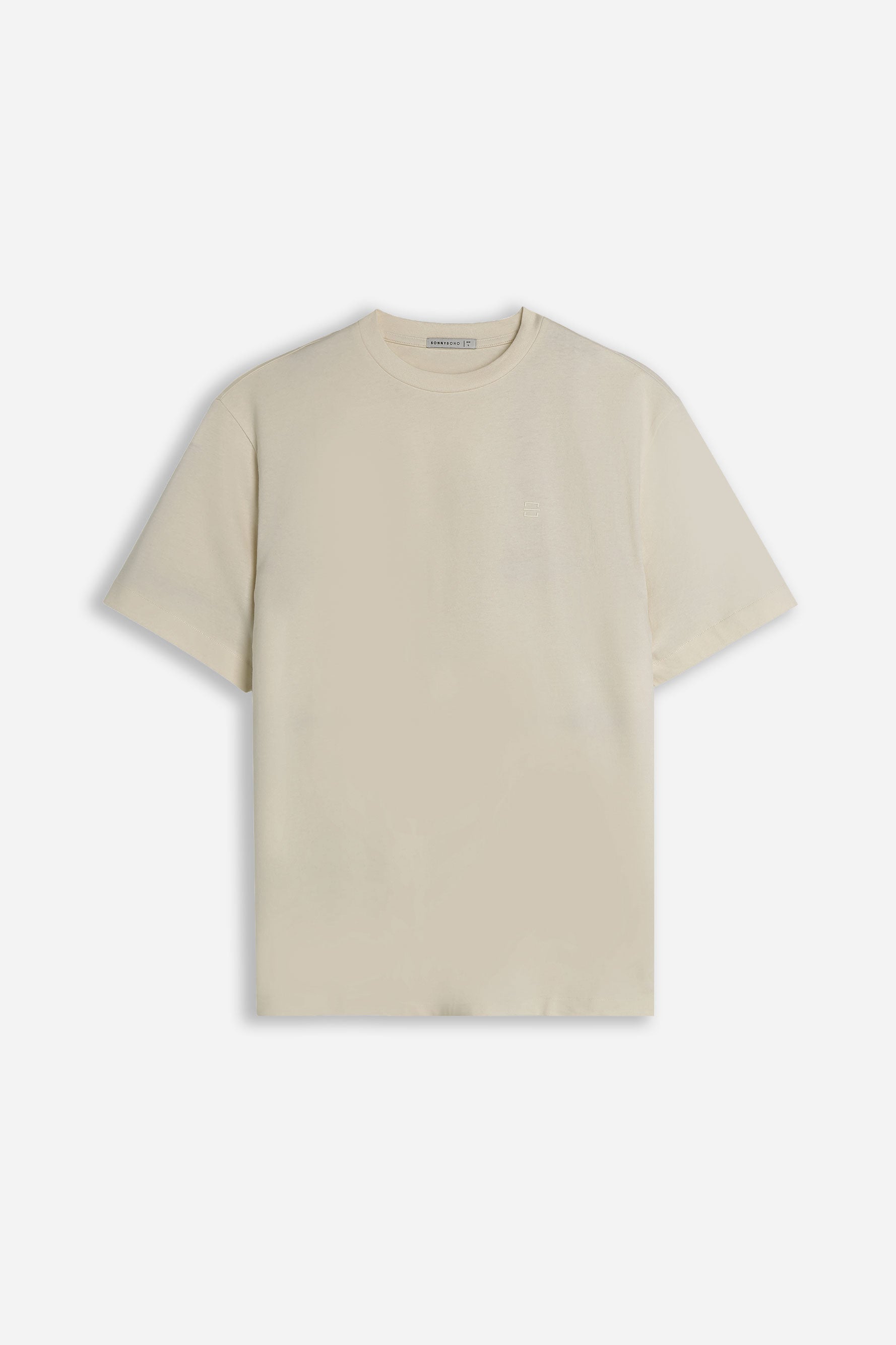 T-SHIRT GIROCOLLO BASIC CON DETTAGLIO BEIGE