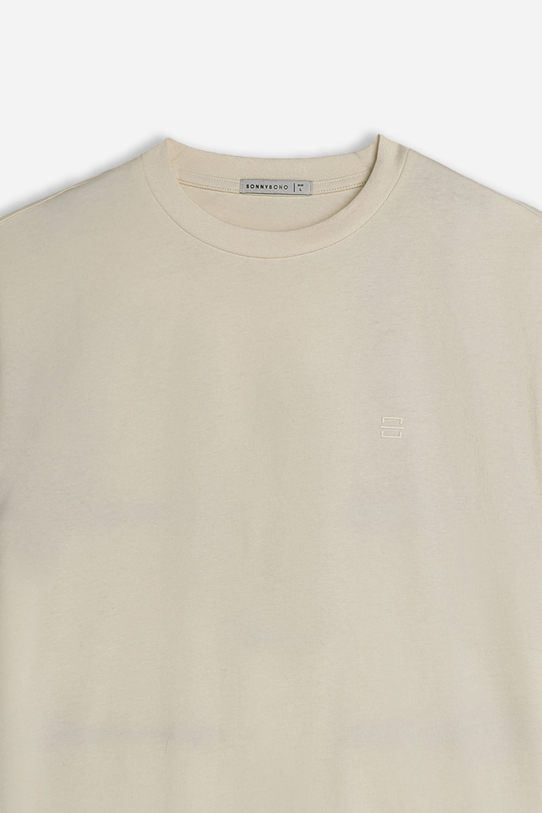 T-SHIRT GIROCOLLO BASIC CON DETTAGLIO BEIGE