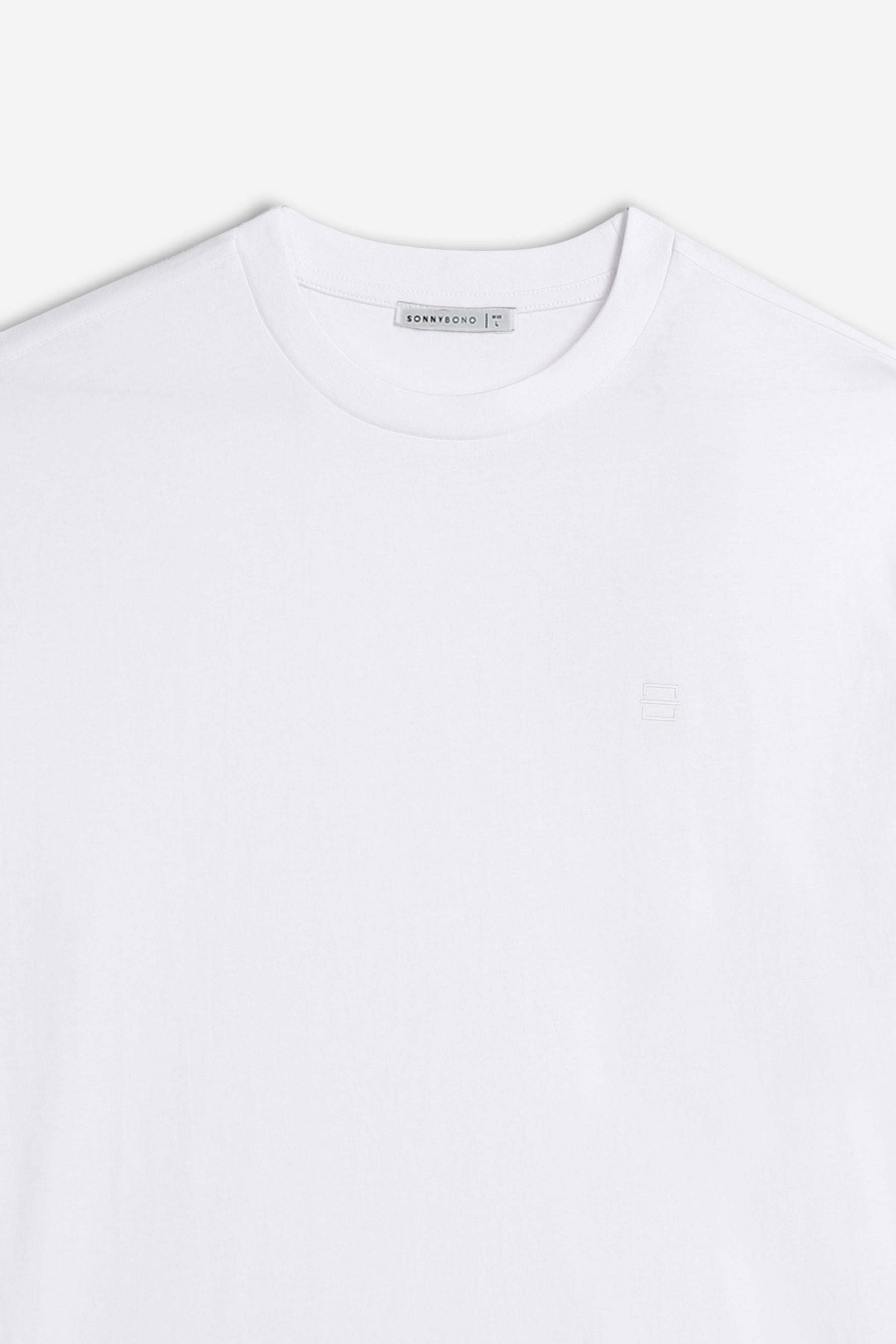 T-SHIRT GIROCOLLO BASIC CON DETTAGLIO BIANCO