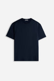 T-SHIRT GIROCOLLO BASIC CON DETTAGLIO BLEU