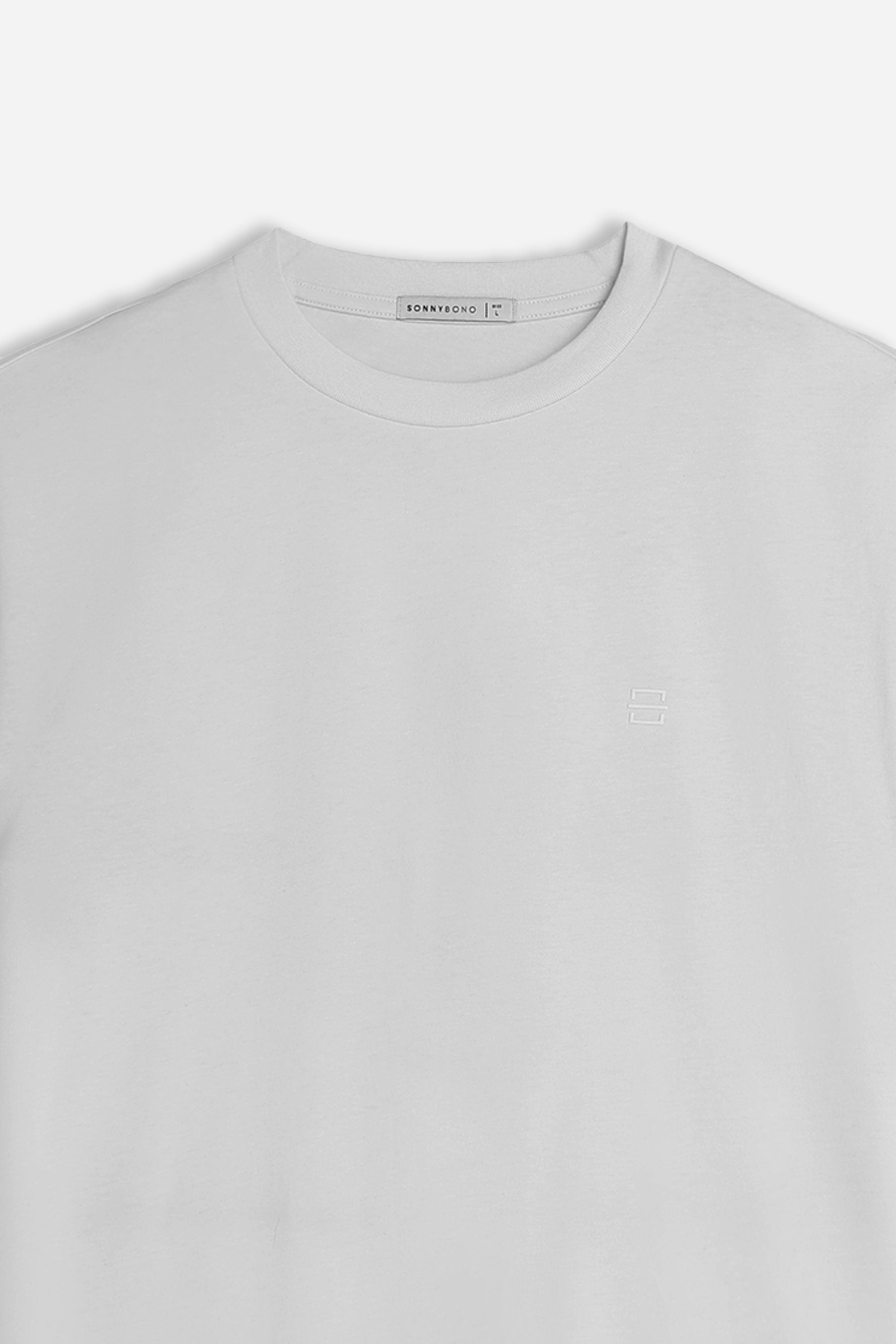 T-SHIRT GIROCOLLO BASIC CON DETTAGLIO GRIGIO GHIACCIO
