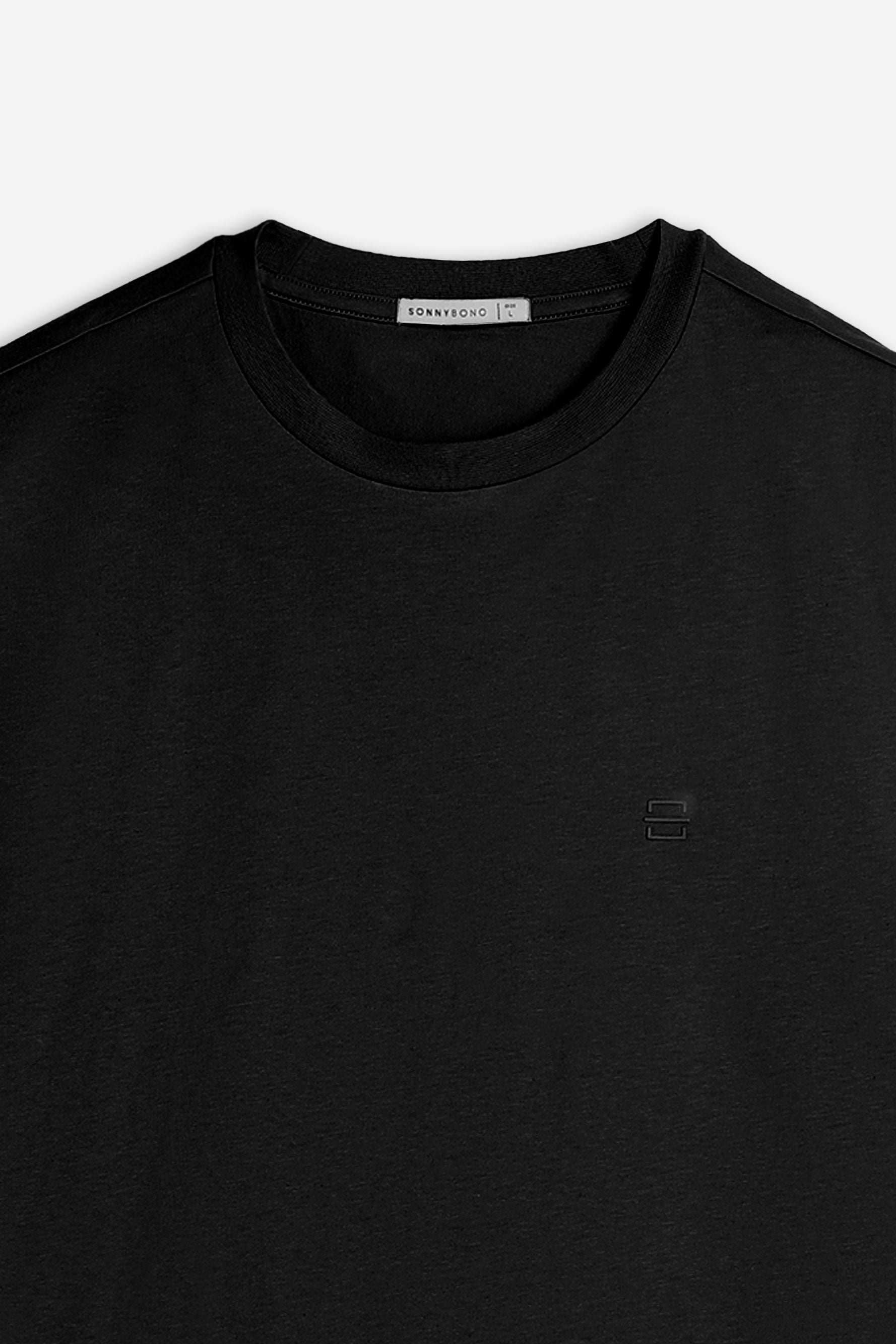 T-SHIRT GIROCOLLO BASIC CON DETTAGLIO NERO