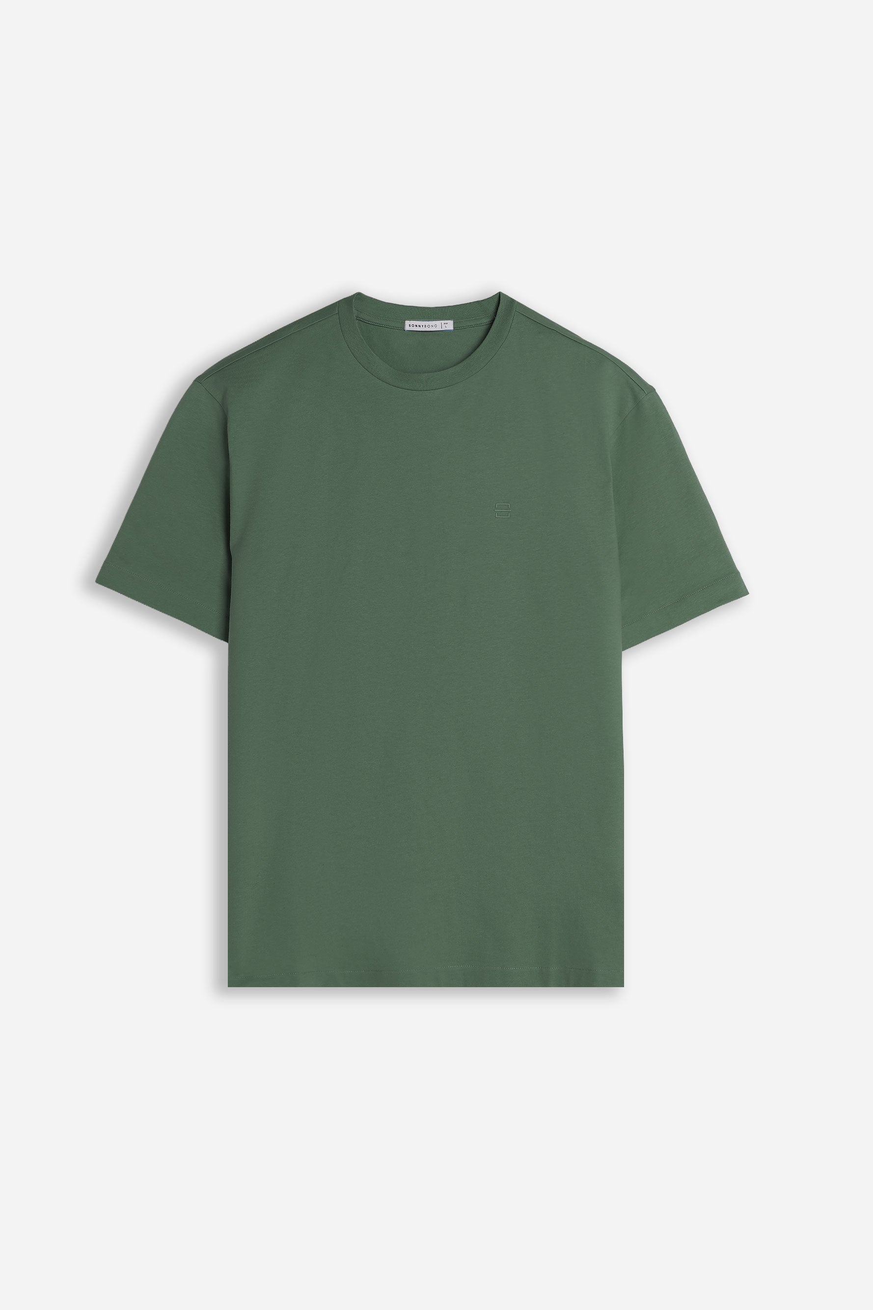 T-SHIRT GIROCOLLO BASIC CON DETTAGLIO VERDE MILITARE