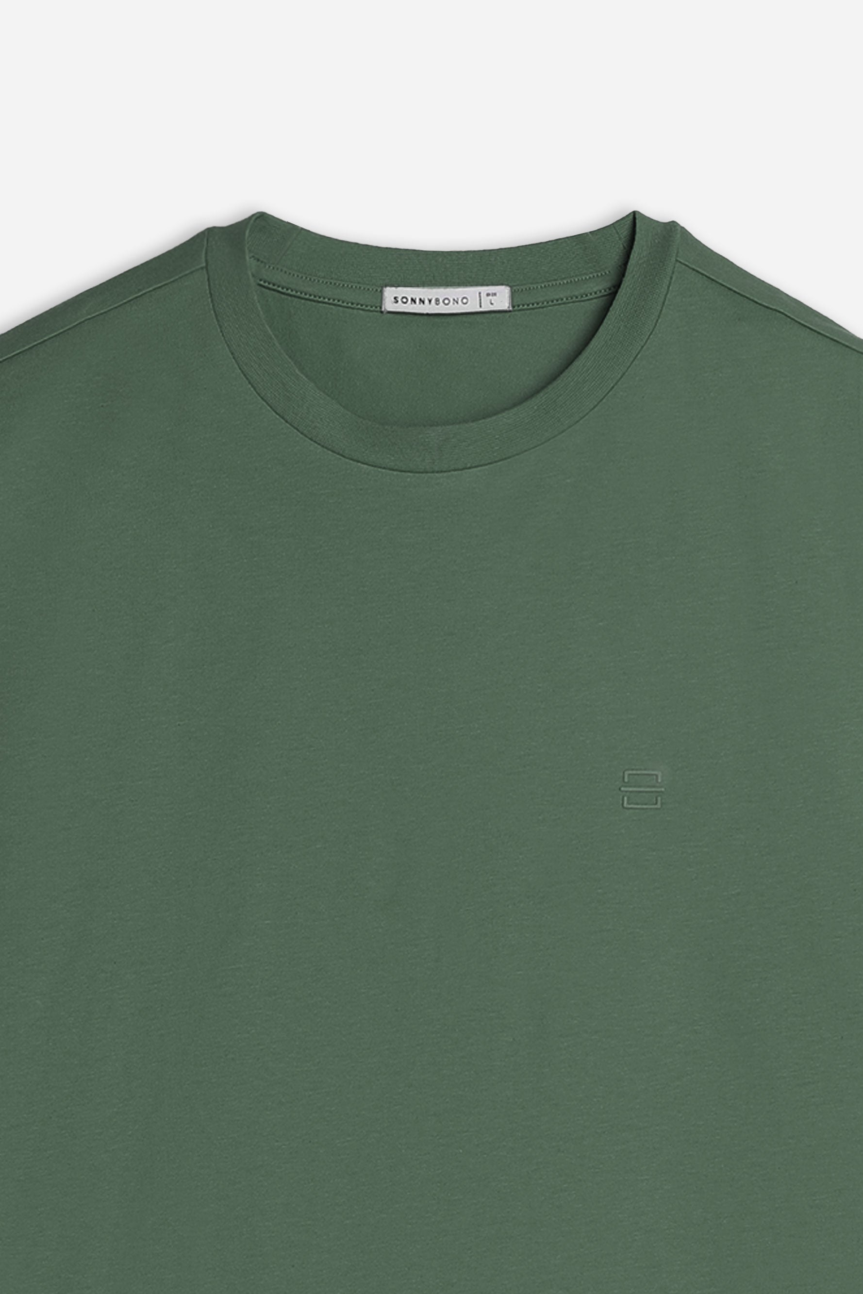 T-SHIRT GIROCOLLO BASIC CON DETTAGLIO VERDE MILITARE
