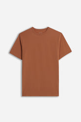 T-SHIRT GIROCOLLO ELASTICIZZATA COGNAC