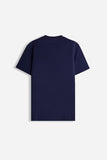 T-SHIRT SCOLLO A V BASIC STRETCH BLEU
