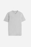 T-SHIRT SCOLLO A V BASIC STRETCH GRIGIO GHIACCIO