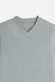 T-SHIRT SCOLLO A V BASIC STRETCH GRIGIO SCURO