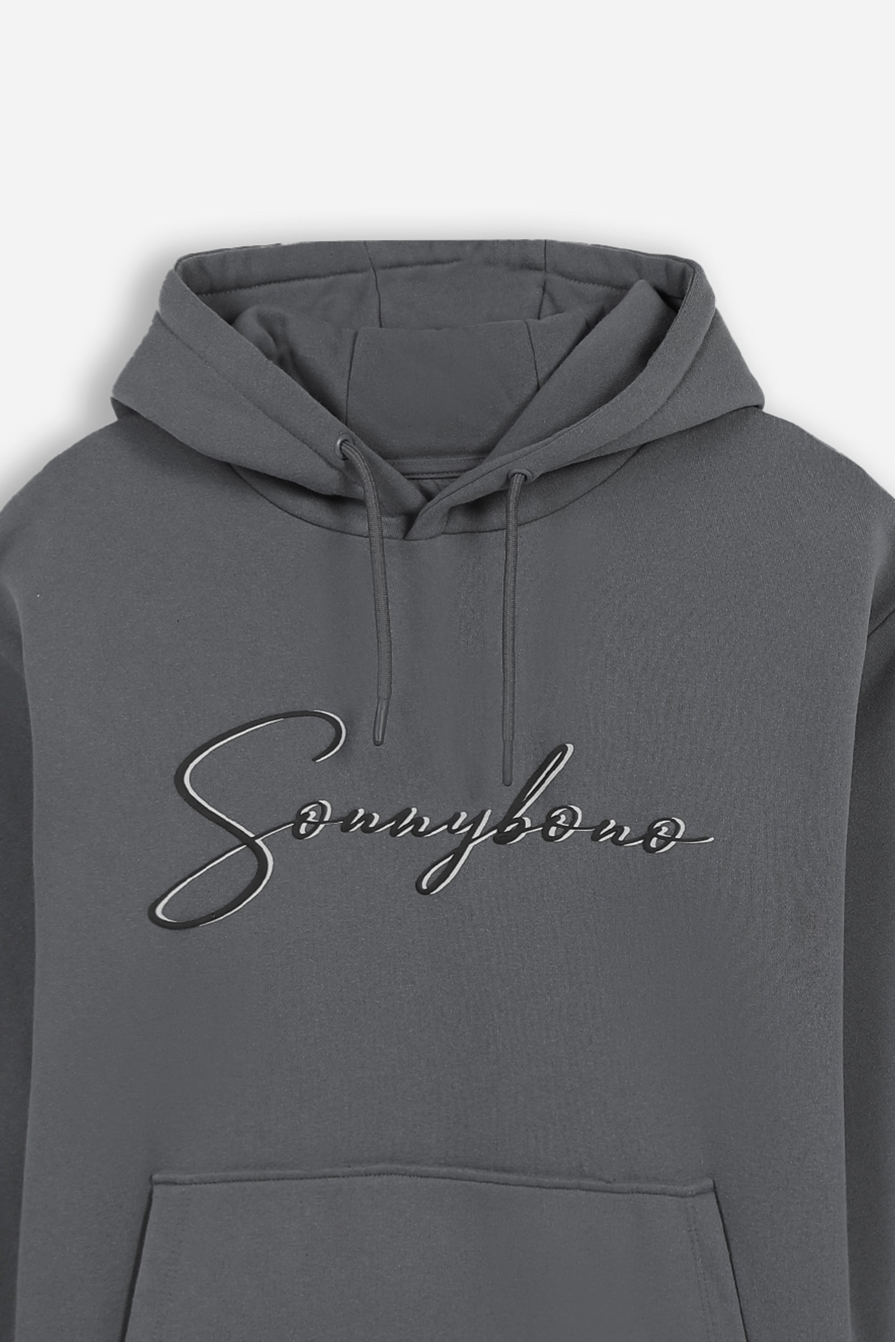 FELPA CON CAPPUCCIO E MARSUPIO CON LOGO RICAMATO GRIGIO SCURO - Sonnybono