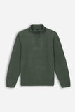 FELPA MEZZA ZIP IN PILE VERDE MILITARE - Sonnybono