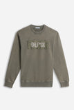 FELPA GIROCOLLO ACID WASH VERDE MILITARE - Sonnybono