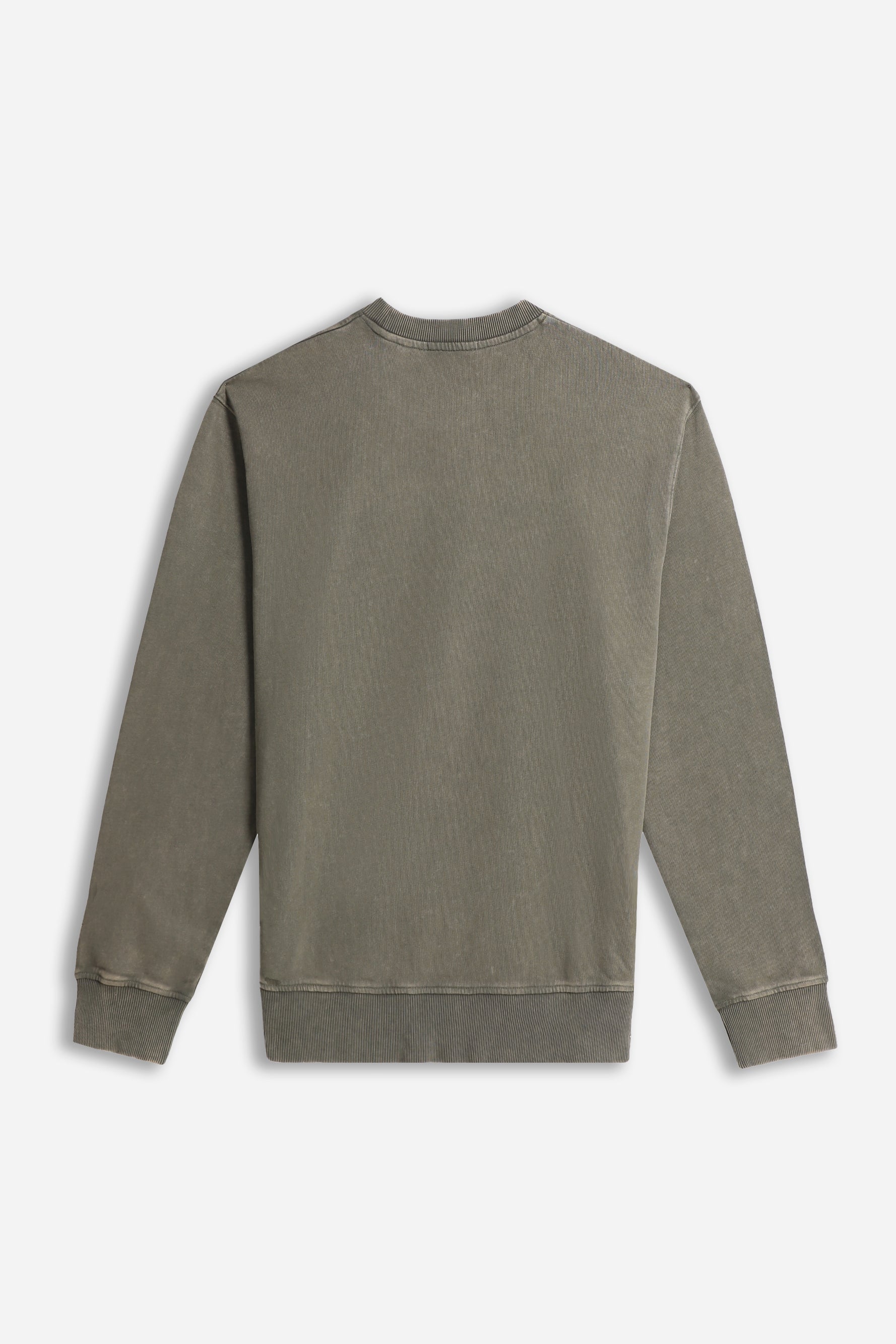 FELPA GIROCOLLO ACID WASH VERDE MILITARE - Sonnybono